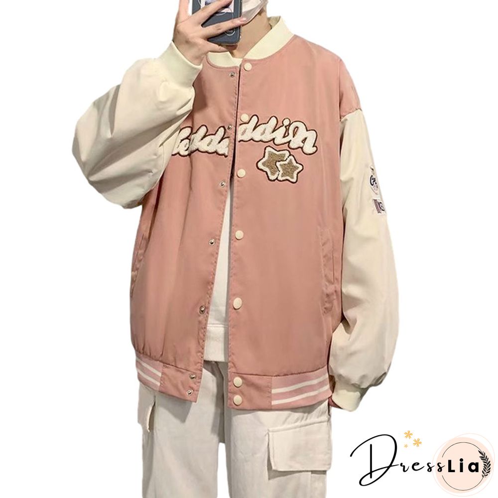 Baseball Bomber Jacket Female Men Zip Up Jacket Women Clothing Harajuku Plus Size Streetwear Outerwear Japanese
