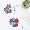 6pcs 5D Diamond Art Key Rings Art Craft DIY Special-shaped Drill Butterfly Flag Keychain Kit