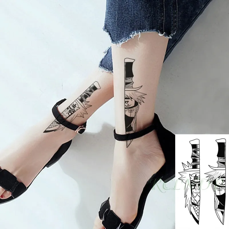 Waterproof Temporary Tattoo Sticker Cartoon anime Boy Knife Tatto Flash Tatoo Fake Tattoos Small Size Art for Kids Men Women