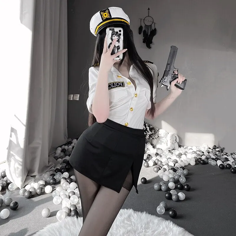 Billionm OJBK Police Woman Officer Uniform Sexy Secretary Erotic Outfit Smooth Stretch Dress Lingerie Policewoman Couple Costumes 2022NEW