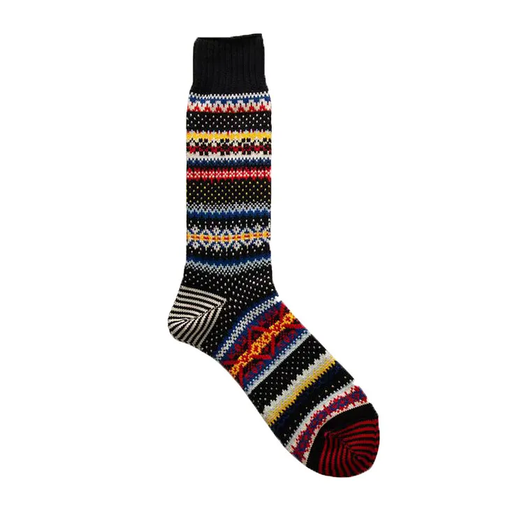 Soft Warm Retro Tribal Rainbow Contrasting Socks