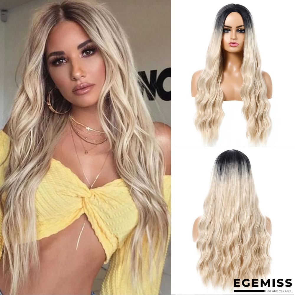 Wavy Curly Hair Ladies Wig Headgear Gradient Long Curly Hair | EGEMISS