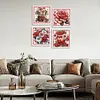 4Pcs Fruits Rouges Et Fleur Rouge-Peinture Diamant En Forme Sp&eacute;ciale-30*30CM