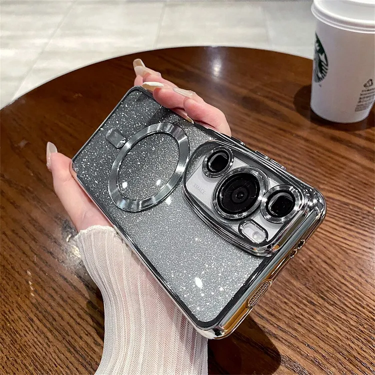 Plating Gradient Glitter For Magsafe Case For Huawei P60 Pro P40 P30 P50 Pro Mate 60 50 40 Soft Silicone Magnetic Wireless Cover