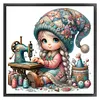 Gnome Sewing-11CT Stamped Cross Stitch 50*50cm/19.69*19.69in