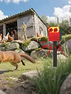 Solar Outdoor Motion Sensor Alarm Dog Barking&Gunshot Sound Loud Noise Maker