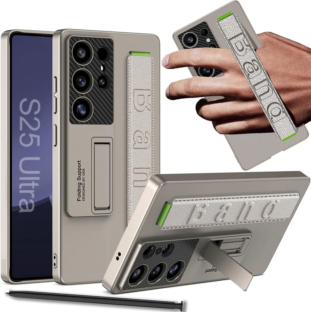 Suitable for S26 Ultra phone case, ultra-thin stand, elastic wrist strap, precision hole, shockproof protective case