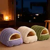 Warm Enclosed Cat Bed Cozy Plush Cats Tent Calming Pet Nest Cave for Cats Dogs