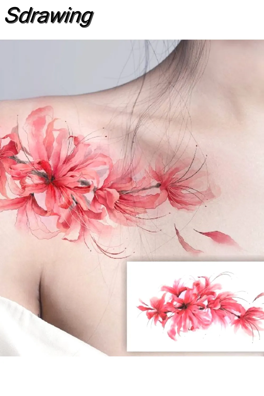 Sdrawing 4/5/9/10/18 PIeces Long Lasting Blue Flower Jewelry Tattoo Sticker Sexy Belly Block Scar Stretch Marks Waterproof Tattoo Sticker 715-1