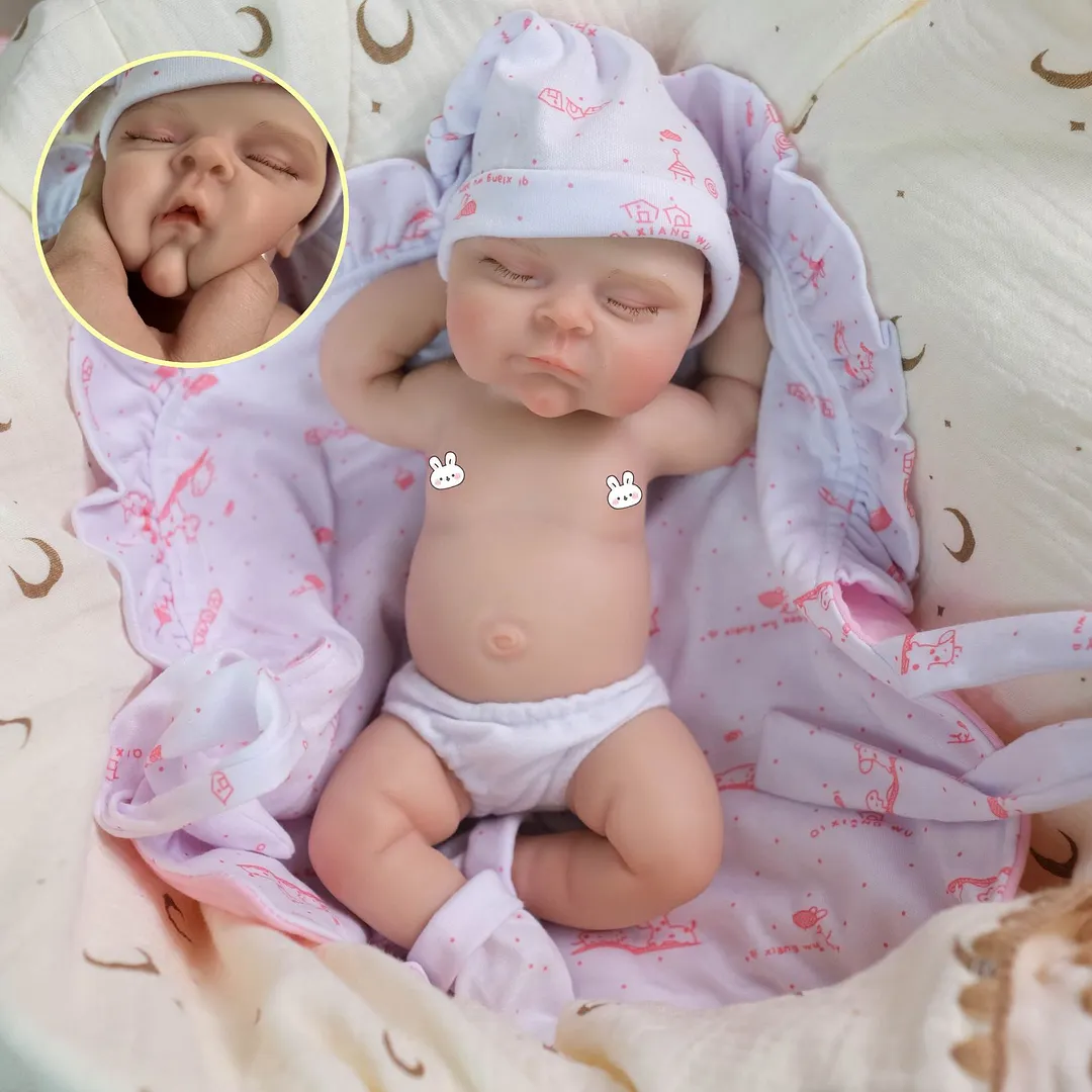 12inch Solid Silicone Baby Powder Printed Blanket-Like Doll
