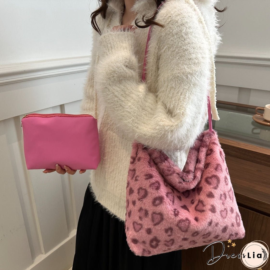 Leopard Furry Shoulder Bag