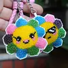 2Pcs Sunflower Bead Cross Stitch Keychain Kit Mosaic Beads Embroidery Keyrings