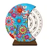 Blooming Flowers Diamond Painting Unique Wooden Rotating Calendar for Home