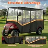 [US Local Warehouse] Fits 6-Person Golf Cart Rain Cover with Transparent Windshield & Reflective Strips 600D Waterproof Oxford Fabric Outdoor Golf Cart Protector Compatible with Club Car & for EZGO