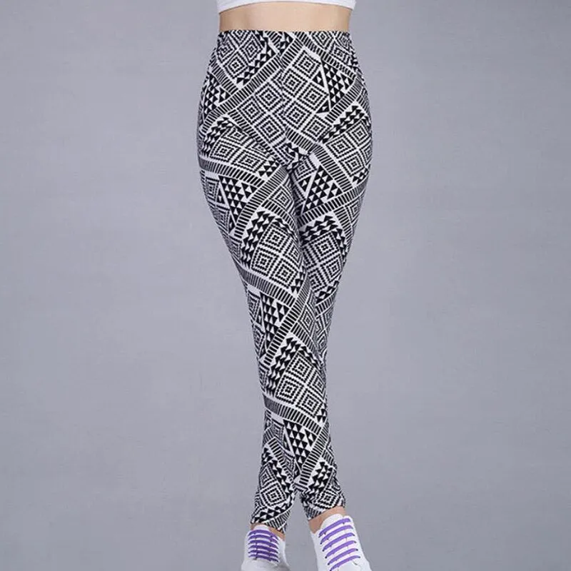 CUHAKCI Women's Sports Pants Fitness Gym Legging Print Running Sexy Elastic Workout Leggins Pus Size Trousers