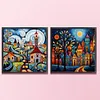 (US Local)2pcs/set House-14CT Stamped Cross Stitch Kit(40x40cm)