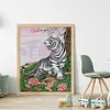 >SALE<Full Embroidery Eco-cotton Thread 14CT Printed White Tiger Cross Stitch 41x51cm