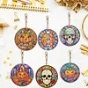 6PCS Diamond Painting Double Sided  Skull Glass Pumpkin Halloween Keychains Kit