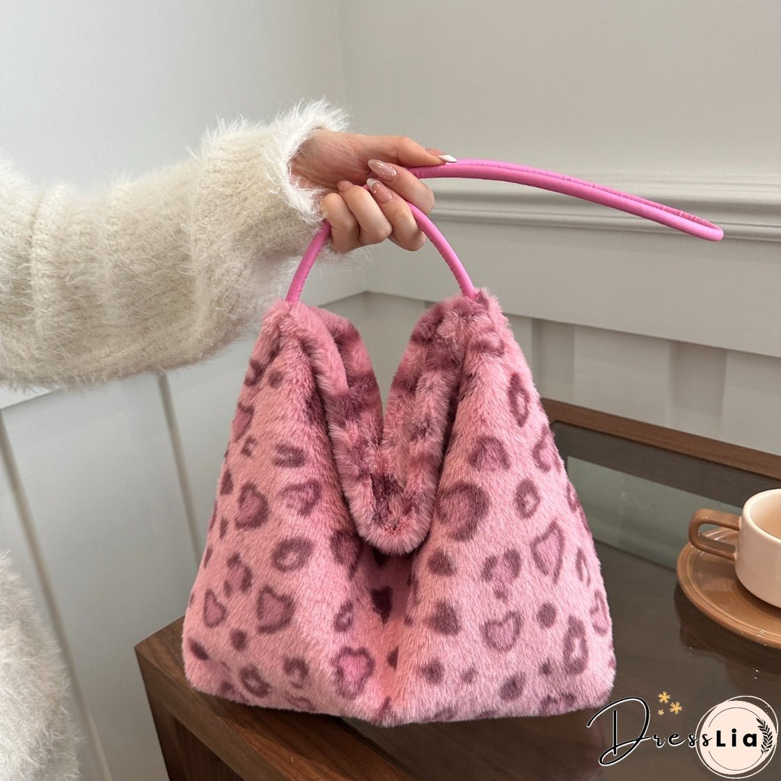 Leopard Furry Shoulder Bag