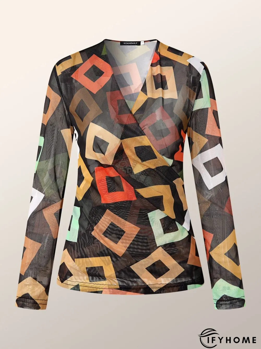 Daily Regular Fit Geometric Long Sleeve Top | IFYHOME