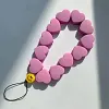European and American high-grade rose red heart resin mobile phone lanyard ins style yellow smiley face anti-lost bracelet