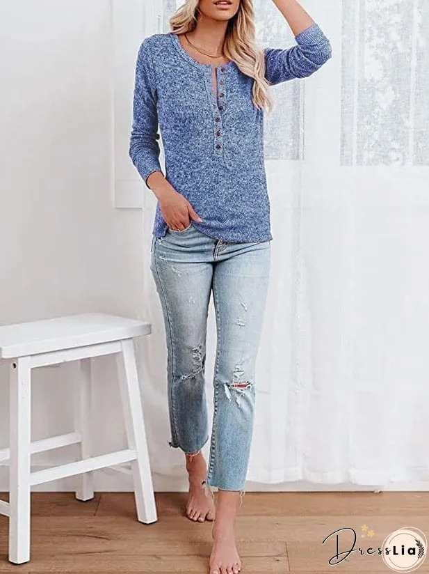 Casual Waffle Knit Henley Shirt