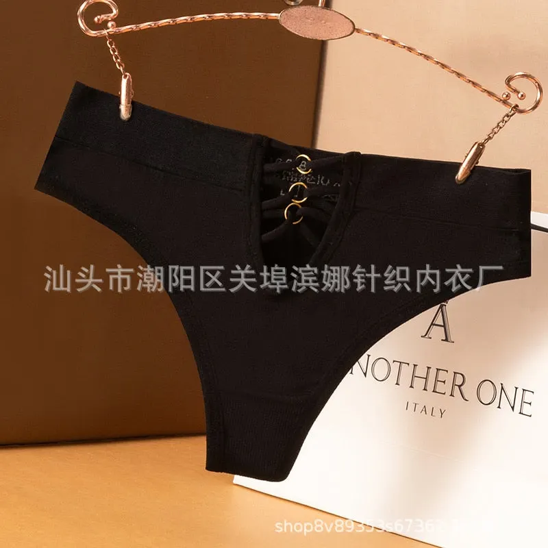New Women's Thong Pants Sexy Solid Panties Fashion Hollow Out Comfort G-String Low Waist Seamless Underpants Female Lingerie
