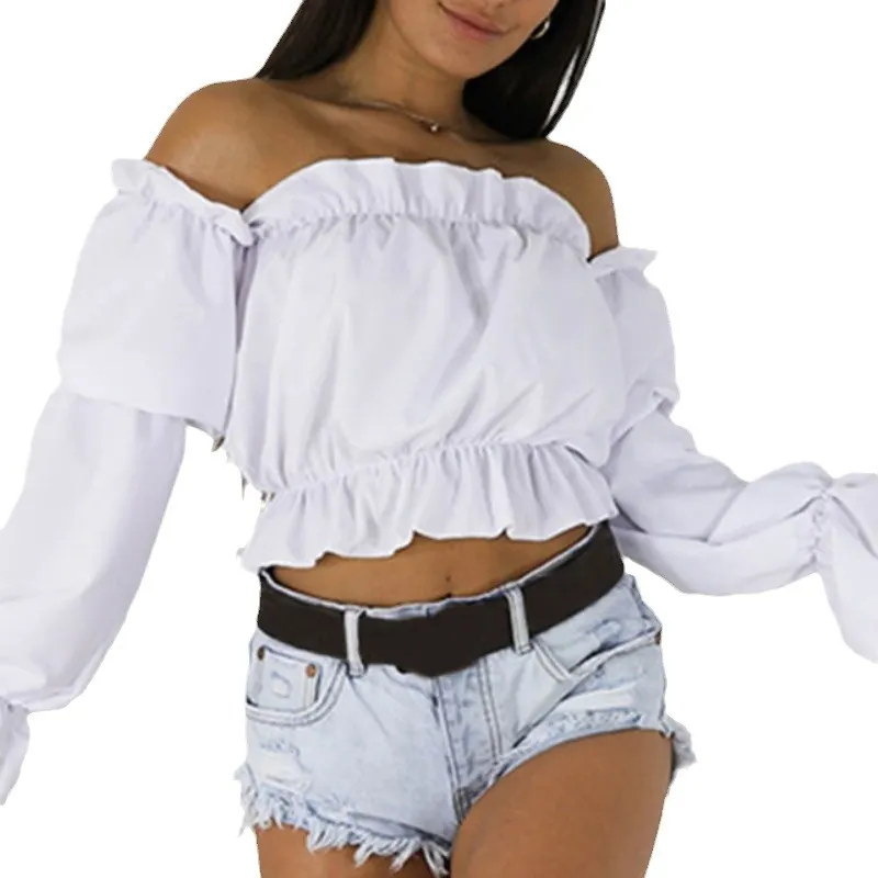 Churchf Churchf Hot Style Summer New One-Line Collar Strapless Lantern Sleeve Jacket