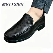 MUTTSION British Cowhide Breathable Perforated Leather Dress Openwork Shoes
