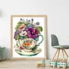 (Stamped/Counted) Flowers In Tea Cup - 18CT Cross Stitch 20*25cm/7.87*9.84in