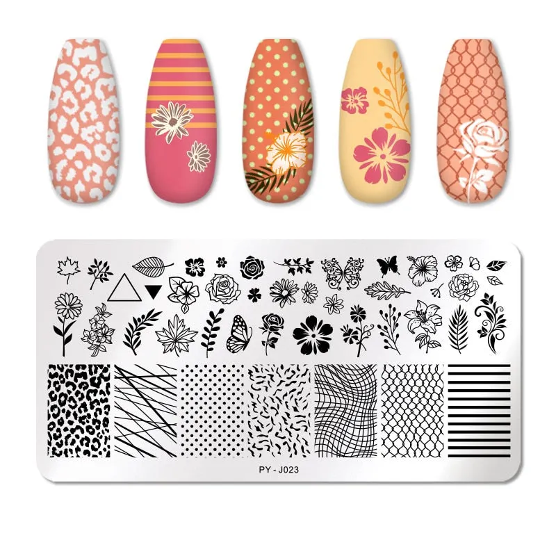 PICT YOU Nail Stamping Plates Flower Plant Pattern Nail Art Plate Stencil Stainless Steel Line Pictures Theme Image Plates Mold-Nail Inspo