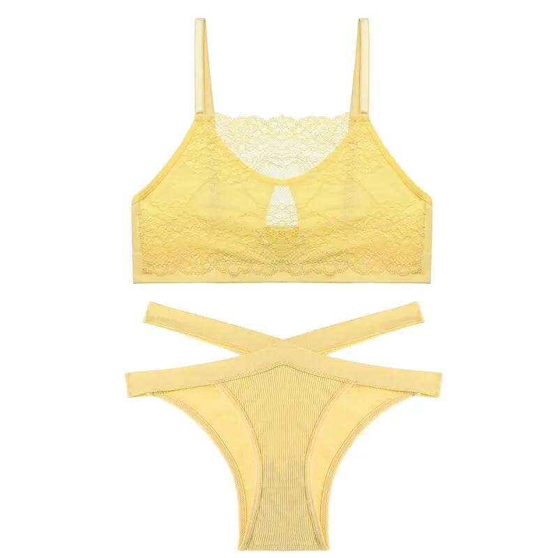 FINETOO Lace Bra Set Women Underwear Lingerie Bralette Tank Top + Pantys Female Brassiere Suit Intimates Push Up Sexy Crop Top