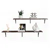 [US Local Warehouse] 5 Tier Floating Shelves 72.05x11.81x7.87in Wall Mounted Hanging Shelf with Metal Bracket for Living Room Kitchen Bathroom Home Storage