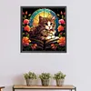 Cat Reading Book Glass Painting-Paint by Numbers Acrylic Painting 40*40CM