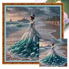 (Multi-Style) Beach Dress Girl-11CT Stamped Cross Stitch 40*40cm/15.75*15.75in