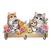 Wooden Special Shaped Warm Cat Family Diamond Art Craft Wall Hooks Home Decor