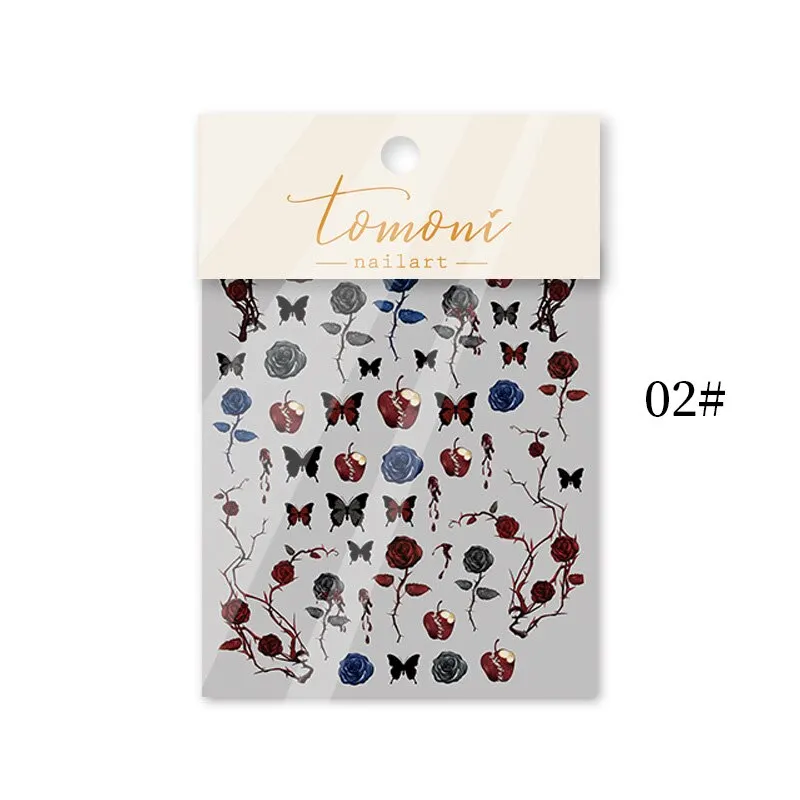 5d Nail Sticker Rainbow Flower DIY Cute White Flower Nail Decals Manicures For Design Sticker Self Adhesive Transfer Foil Decor