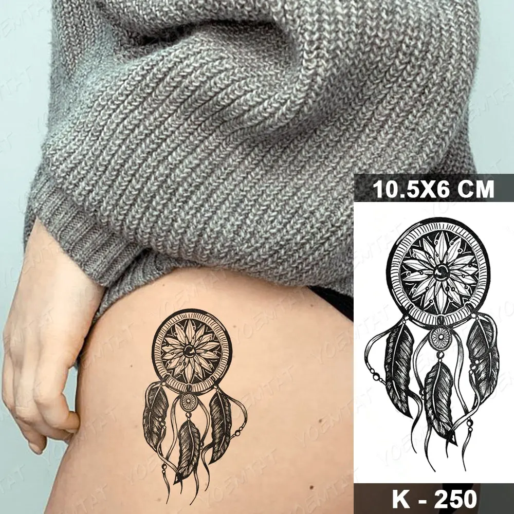 Waterproof Temporary Tattoo Sticker Black Point Line Sunflower Geometric Rose Flash Tatoo Fake Tatto For Body Art Women Men