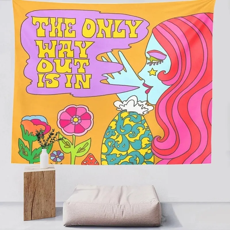 80s Aesthetic Tapestry Wall Hanging Colorful Sunshine Wall Decor Psychedelic Tapestry Decor Living Room Bedroom Bohemian Print