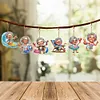 (US Local)6Pcs Double Side Special Shape Optimistic Old Lady Diamond Art Craft Keychain
