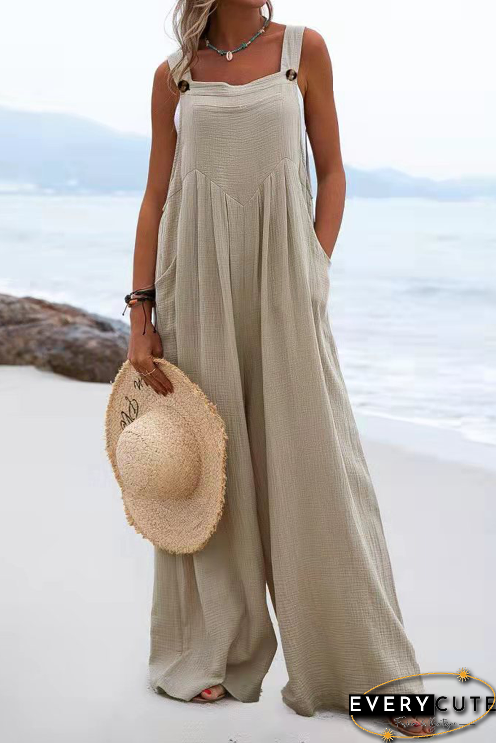 Casual Solid Split Joint Square Collar Loose Jumpsuits（7 Colors）