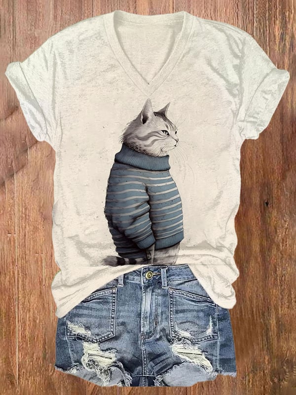 Women's Animal Cat Print Casual T-Shirt