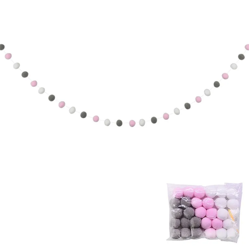 2.5Meter Colorful Pompom Pendant Garland Ins Nordic Series Wool Felt Ball String DIY Handmade Nursery Children Room Decor