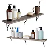 [US Local Warehouse] 5 Tier Floating Shelves 72.05x11.81x7.87in Wall Mounted Hanging Shelf with Metal Bracket for Living Room Kitchen Bathroom Home Storage