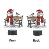(US Local)Acrylic Double Sided Xmas Snowman 5D Diamond Painting Night Light for Tabletop