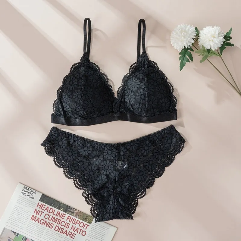 Beauty Back Sexy Bra Set Underwear Lace Push-up Bra and Panty Set Female Brassiere Yellow Flower Embroidery Lingerie Set