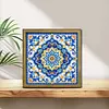 Mandala DIY Special Shape Double sided Print Clear Diamond Art Kit Wooden Framed Diamond Painting Kit(22x22cm)