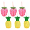3/6pcs Drinking Cup 500ml Pineapple/Strawberry Shape Creative Beach Party Favors