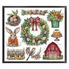Christmas Wreath With Bunny-14CT Stamped Cross Stitch 51*44cm/20.08*17.32in