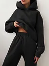 Solid Color Long Sleeves+Wide Leg Two-Piece Suit